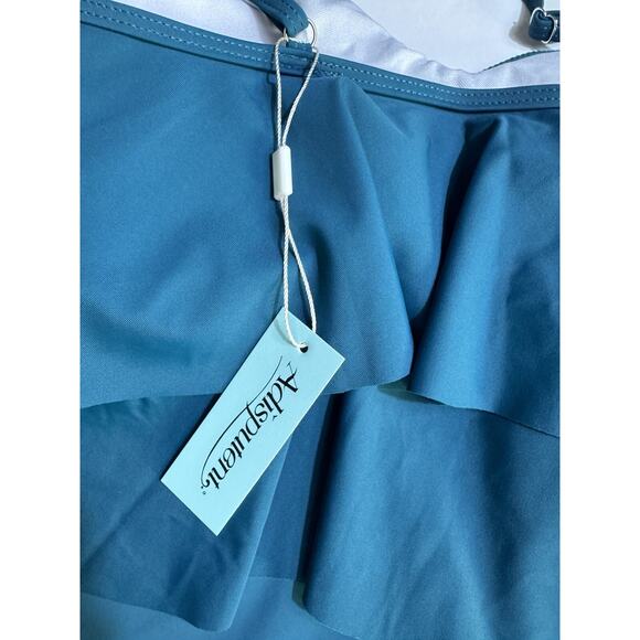 Adisputent Women High Waisted Bathing Suits Flounce Halter Bikini Two Piece Sz M - Picture 9 of 9